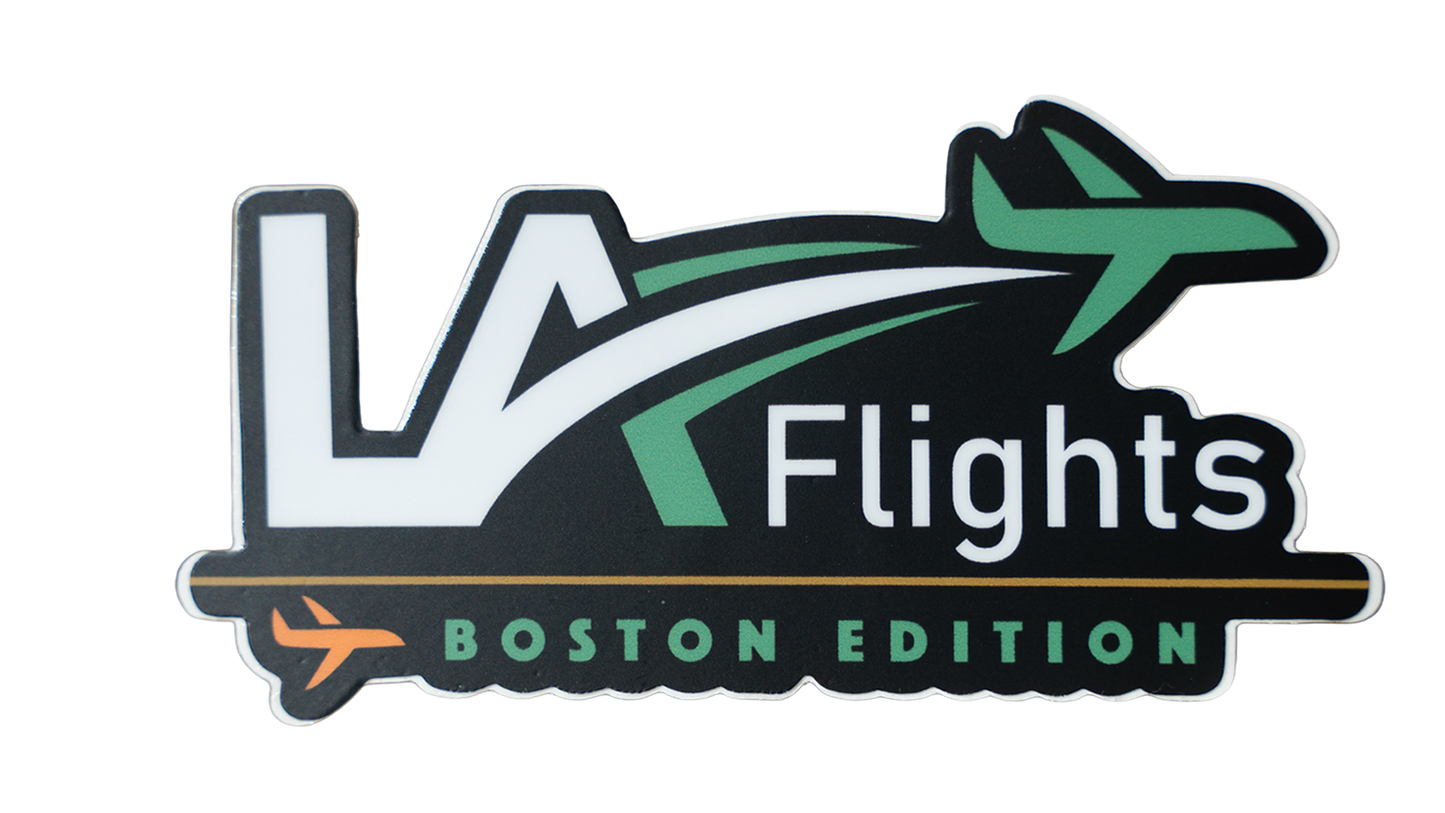 LA Flights Boston Edition Stickers (Pack of 4, 4 x 2 in)