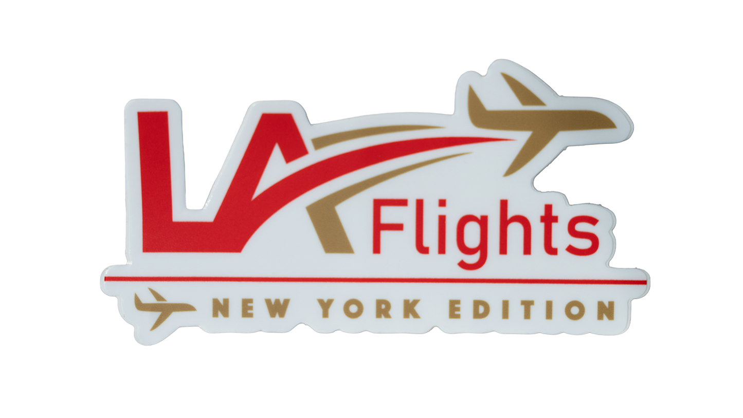 LA Flights New York Edition Stickers (Pack of 4, 4 x 2 in)