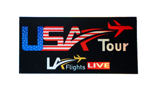 LA Flights USA Tour Holographic Stickers (Pack of 4, 4 x 2 in)