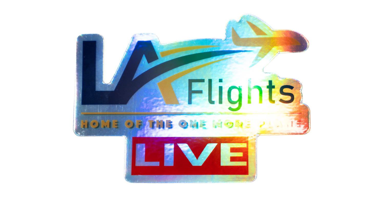 LA Flights LIVE Holographic Stickers (Pack of 4, 4 x 3 in)