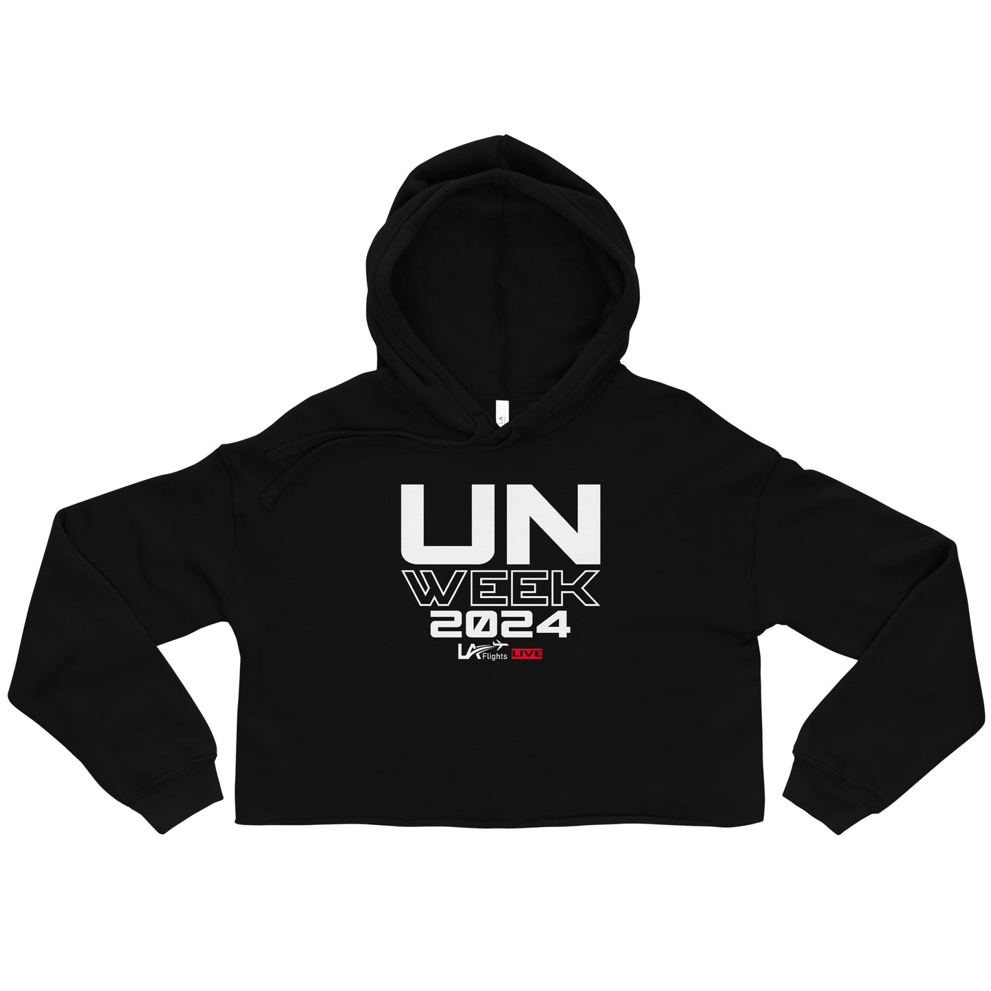 Women Crop Hoodie UN Week Design 2 (White Letters)