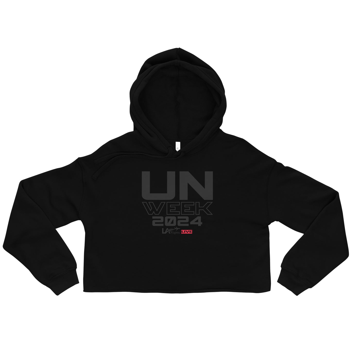 Women Crop Hoodie UN Week Design 2 (Black Letters)