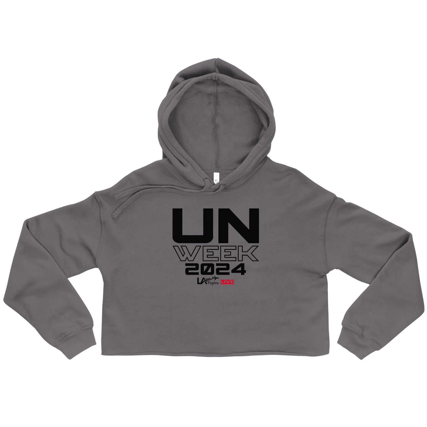 Women Crop Hoodie UN Week Design 2 (Black Letters)