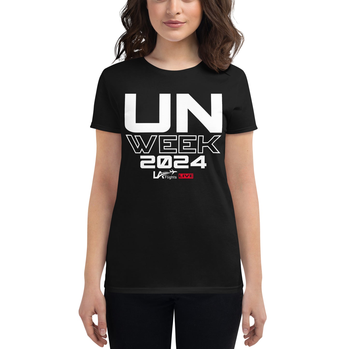 Women's short sleeve t-shirt UN Week 2024 (Design 2 White Letters)