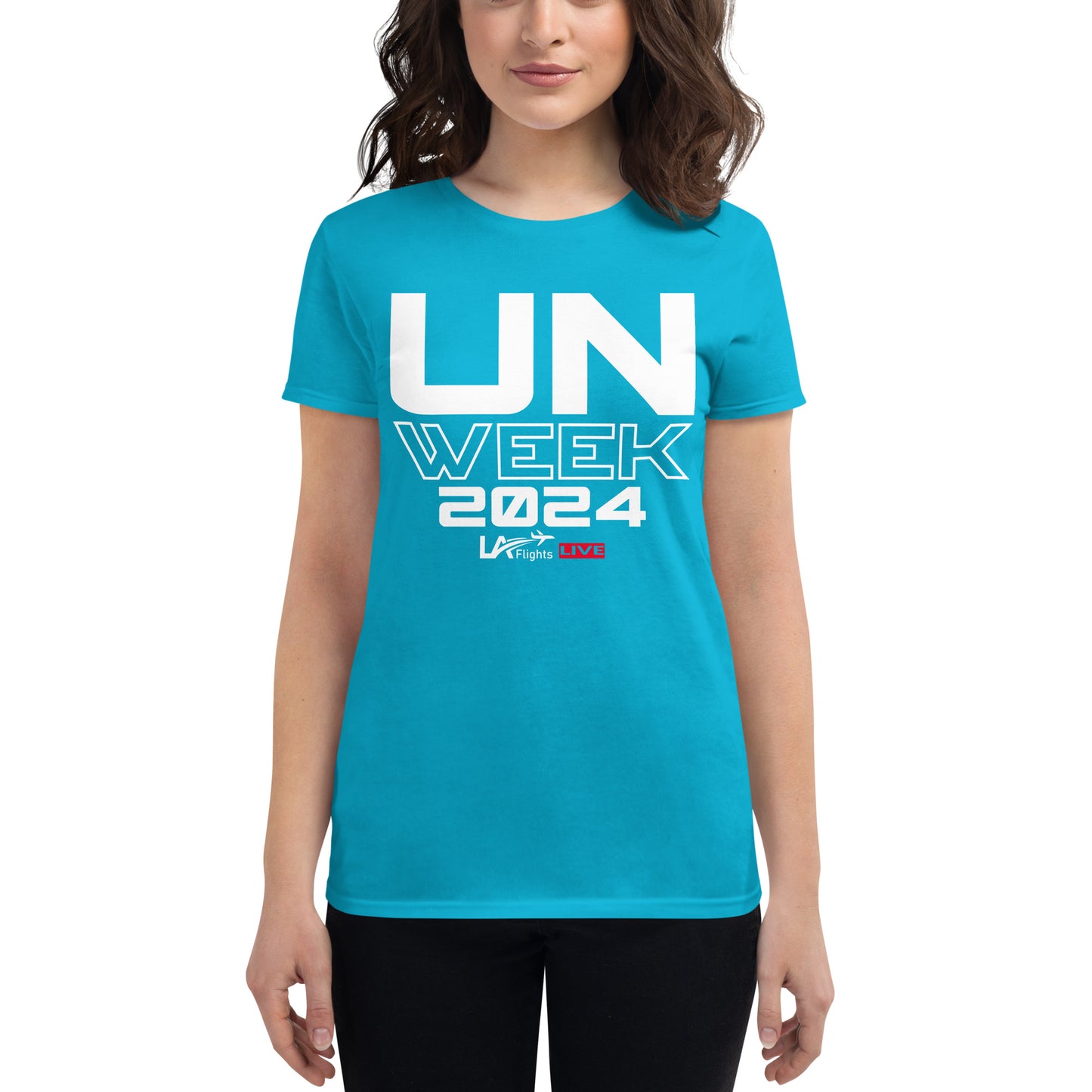 Women's short sleeve t-shirt UN Week 2024 (Design 2 White Letters)