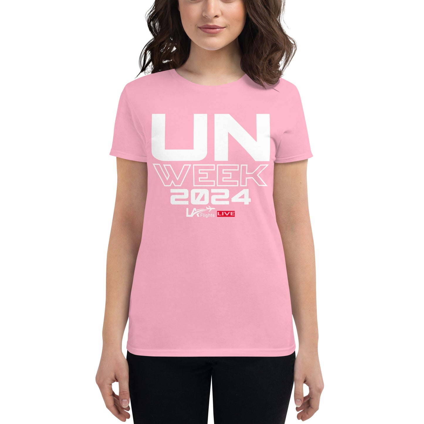 Women's short sleeve t-shirt UN Week 2024 (Design 2 White Letters)