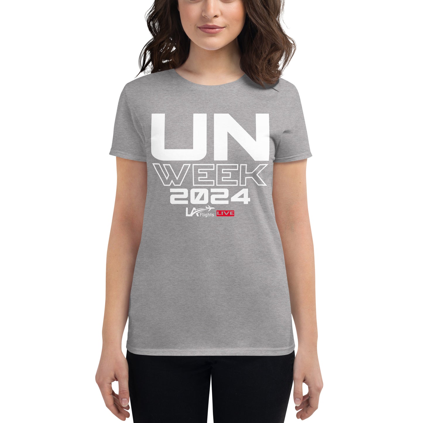 Women's short sleeve t-shirt UN Week 2024 (Design 2 White Letters)