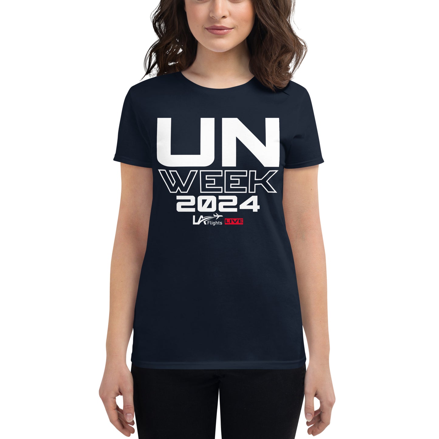 Women's short sleeve t-shirt UN Week 2024 (Design 2 White Letters)