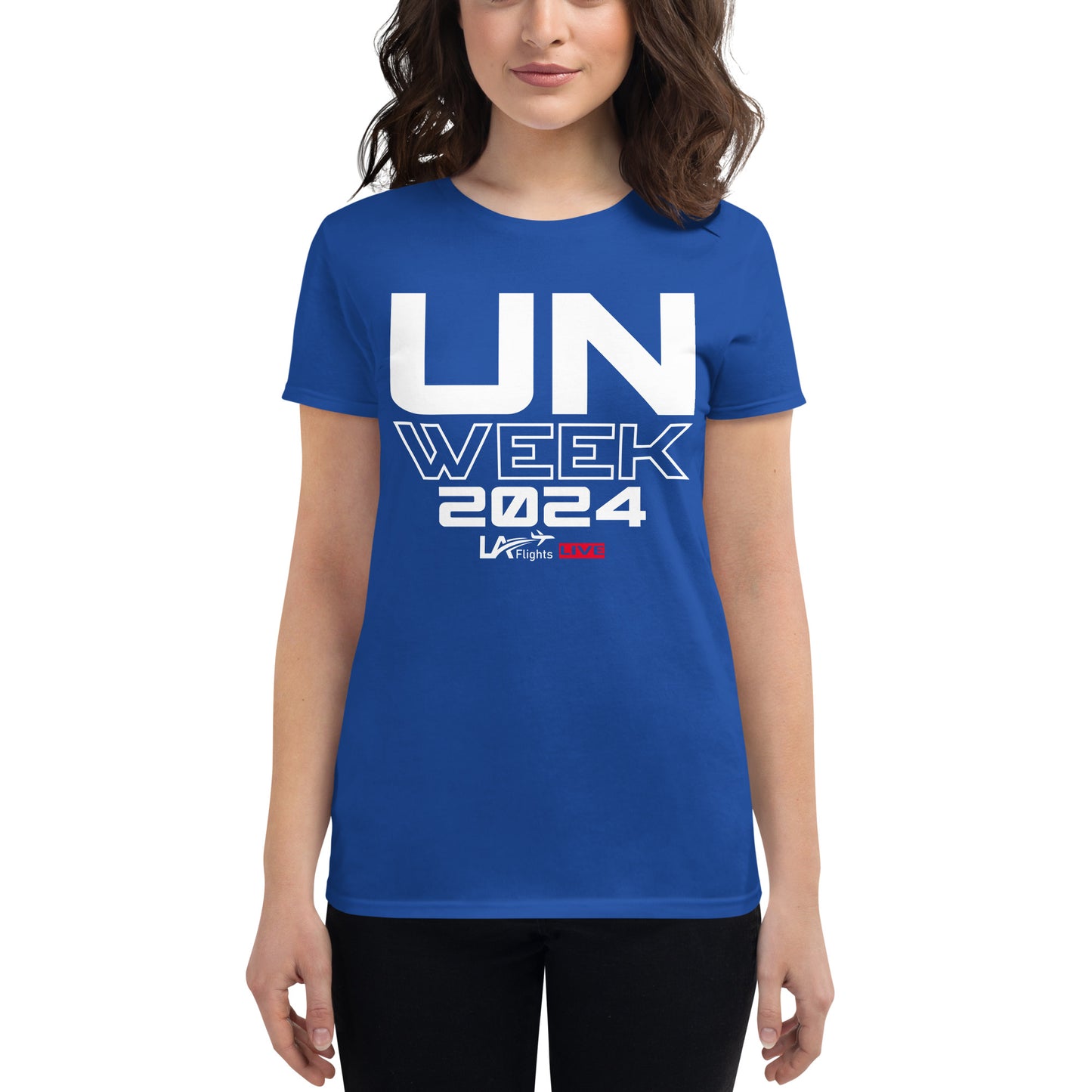 Women's short sleeve t-shirt UN Week 2024 (Design 2 White Letters)